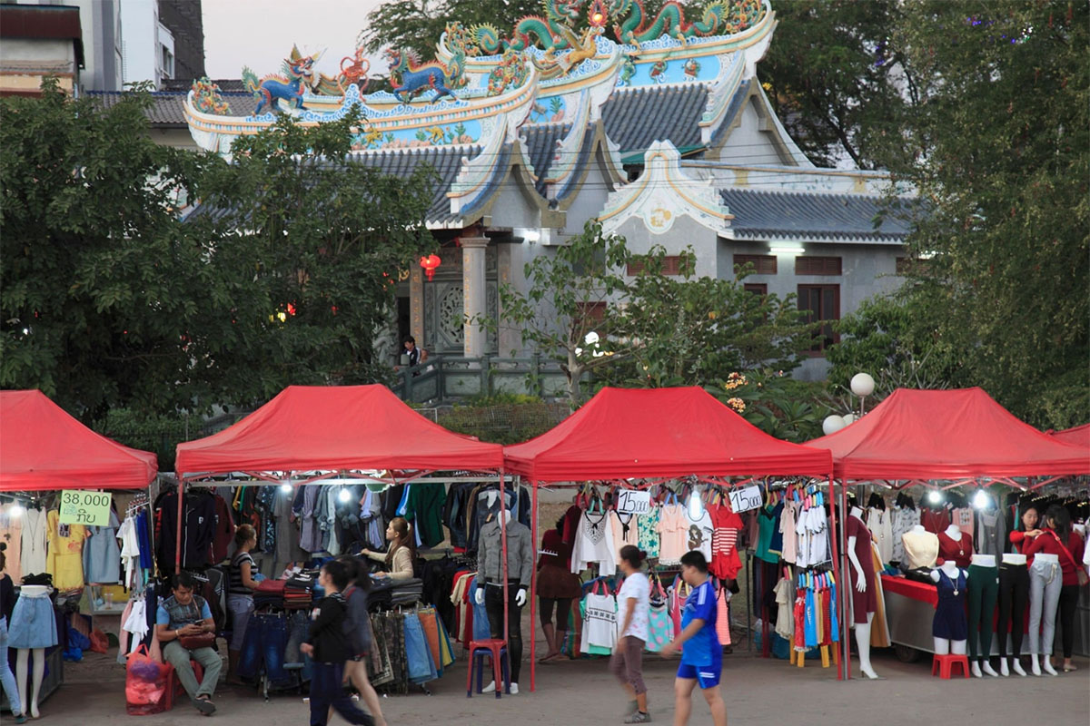 vientiane, mercado noturno